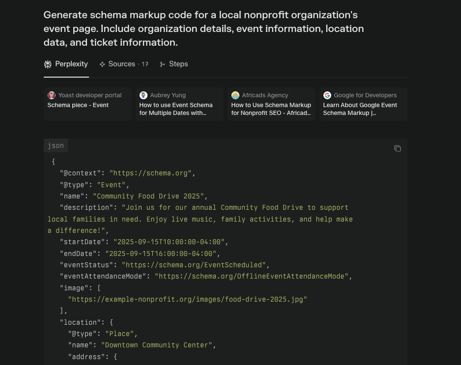 Prompt for schema markup