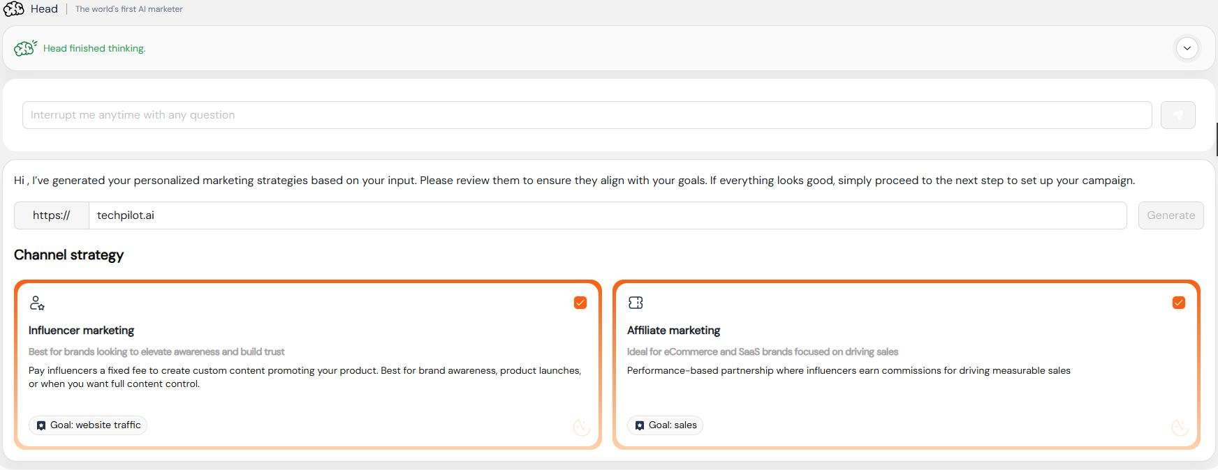 Head AI Marketing Agent screenshot #1
