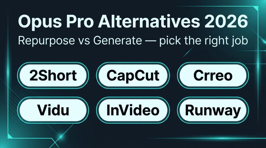 Opus Pro alternatives 2026 — repurpose vs generate