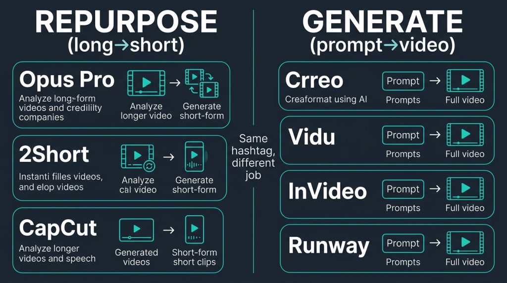 Repurpose long to short vs generate prompt to video